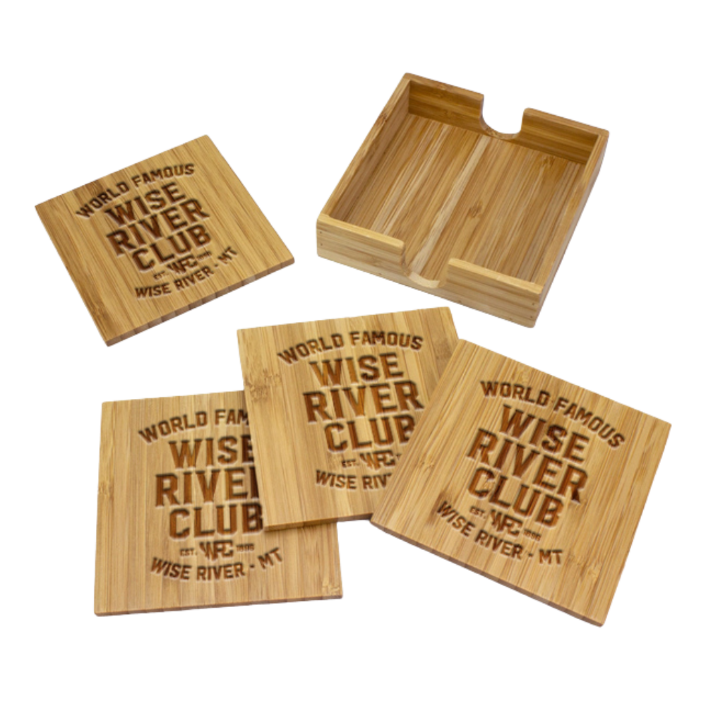 Wise River Club Bamboo Coaster Set