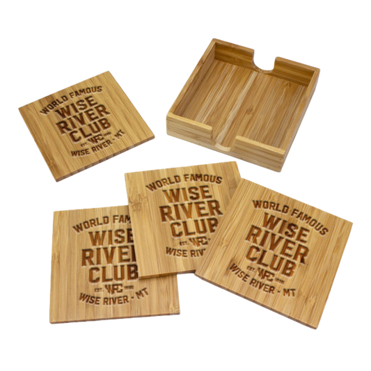 Wise River Club Bamboo Coaster Set